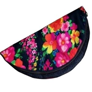 Vonz Hawaii Rainbow Vintage Barkcloth Floral Circle Clutch Bag Summer